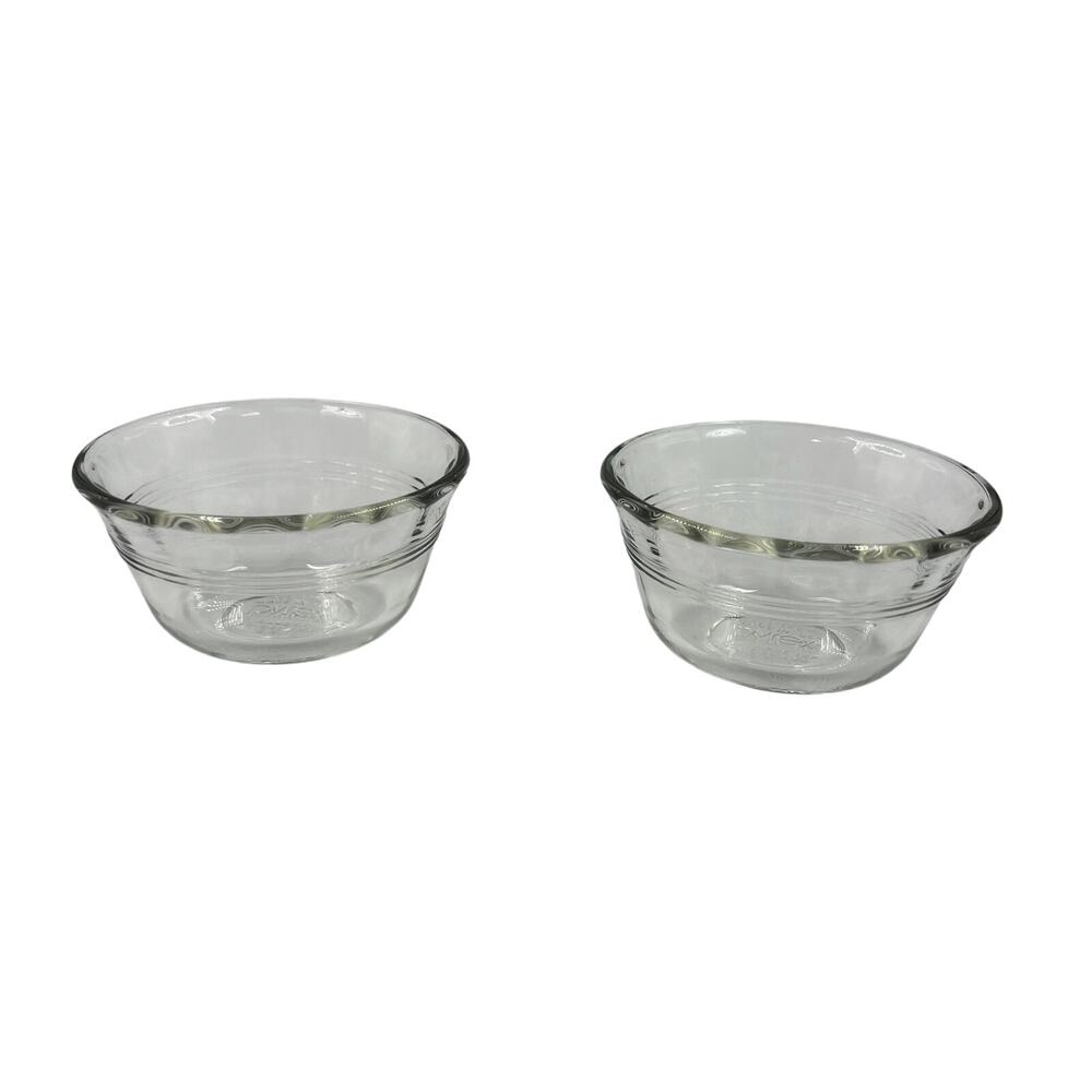 Corning Pyrex VTG Style 463 Scalloped 175 ml Clear Glass Custard Cups Lot of 2